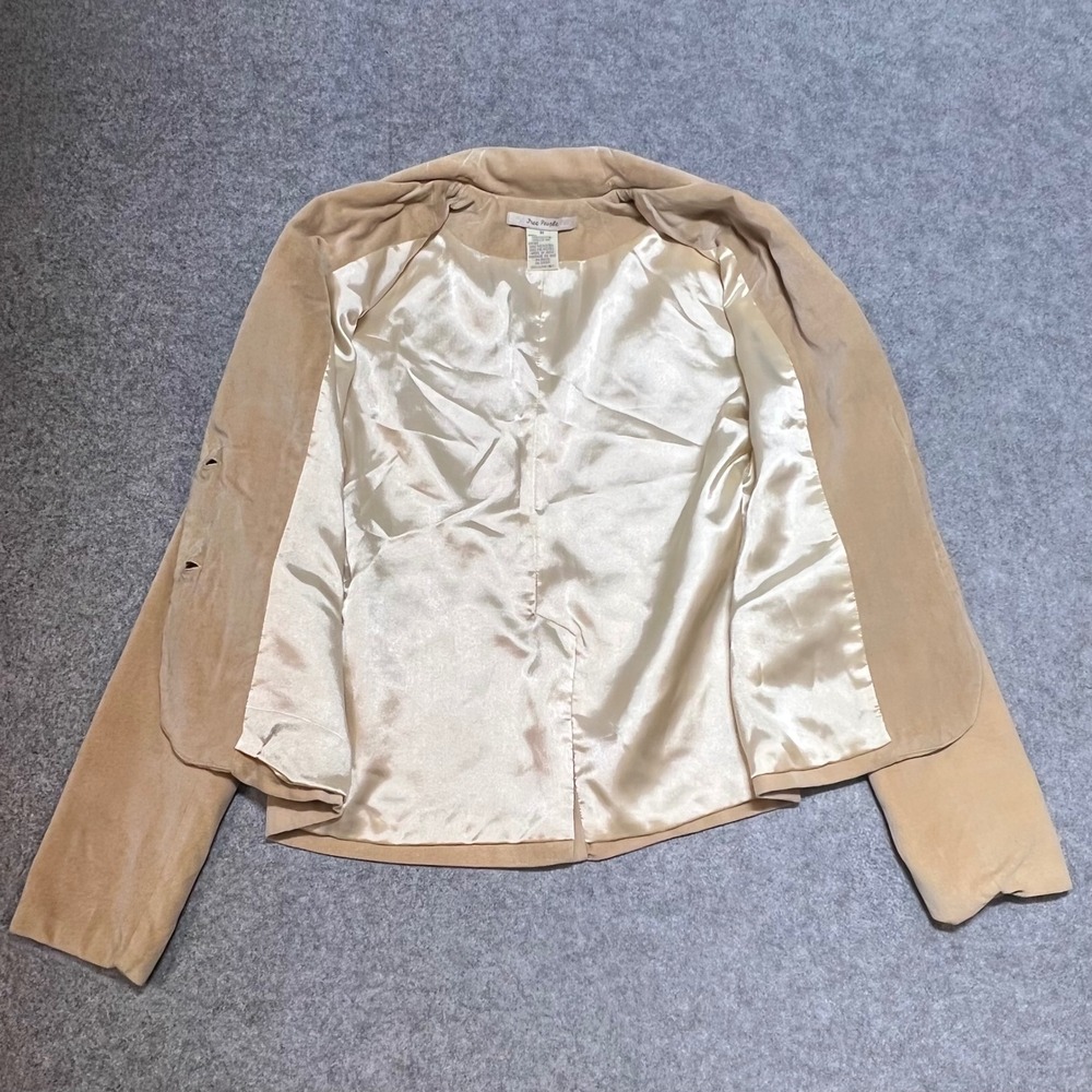 Free People Womens Tan Cotton Velvet Blazer Jacket Size M Two Button Tailored - Picture 4 of 6